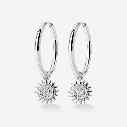 Sunny Swirl Hoop Set Large Silver