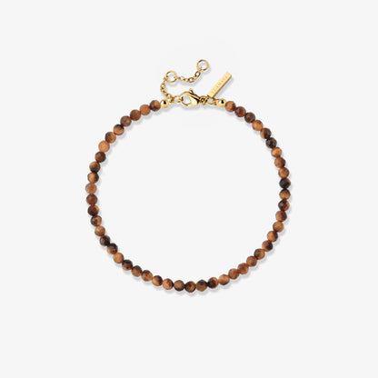 Tiger's Eye Bead Bracelet Gold