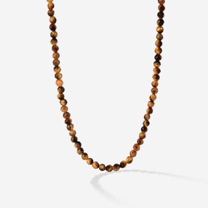 Tiger's Eye Bead Necklace Silver