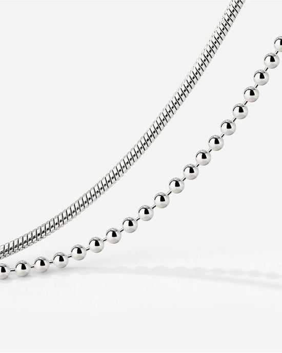 Duo Beads Necklace Silver