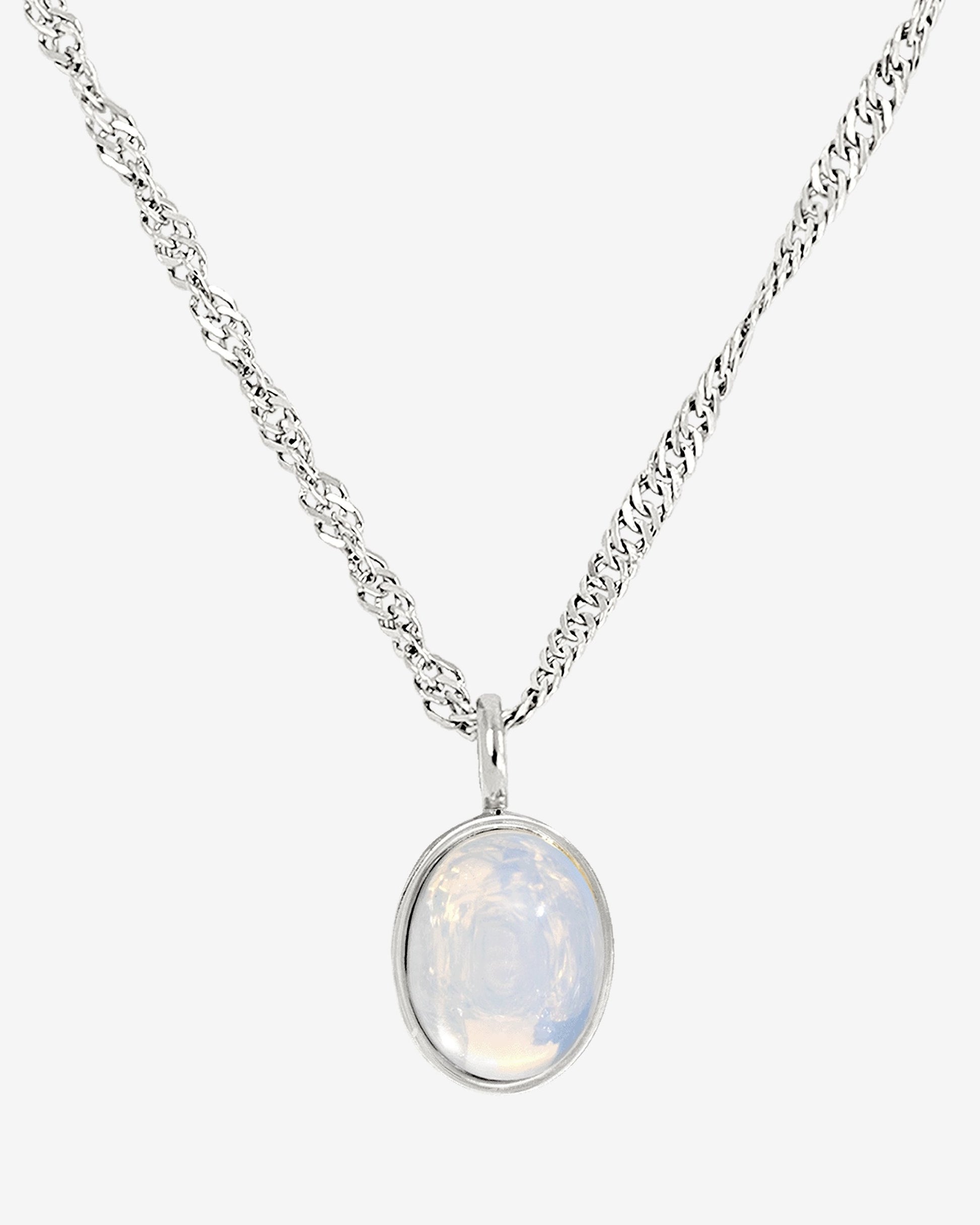 Oval Pendant Necklace Silver
