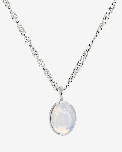 Oval Pendant Necklace Silver
