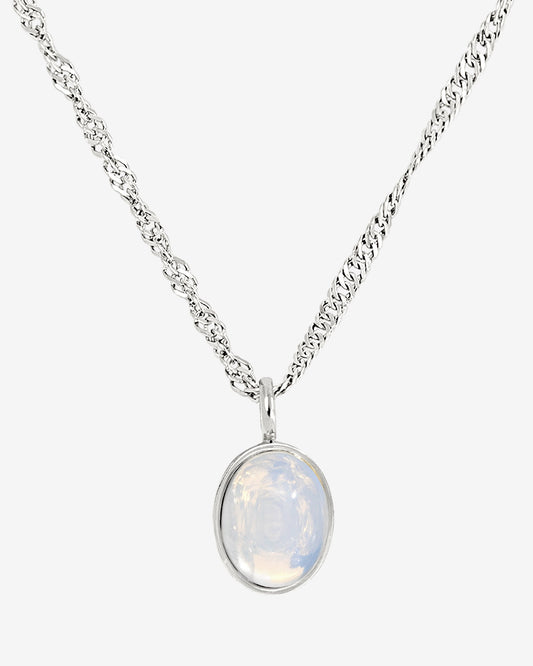 Oval Pendant Necklace Silver