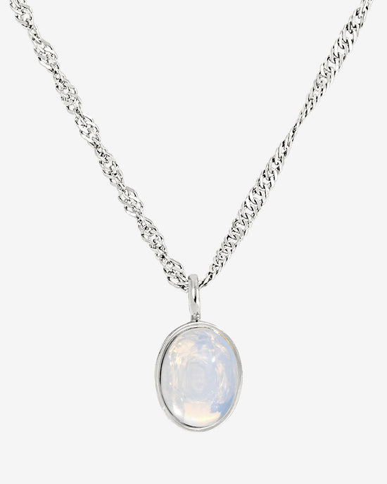 Oval Pendant Necklace Silver
