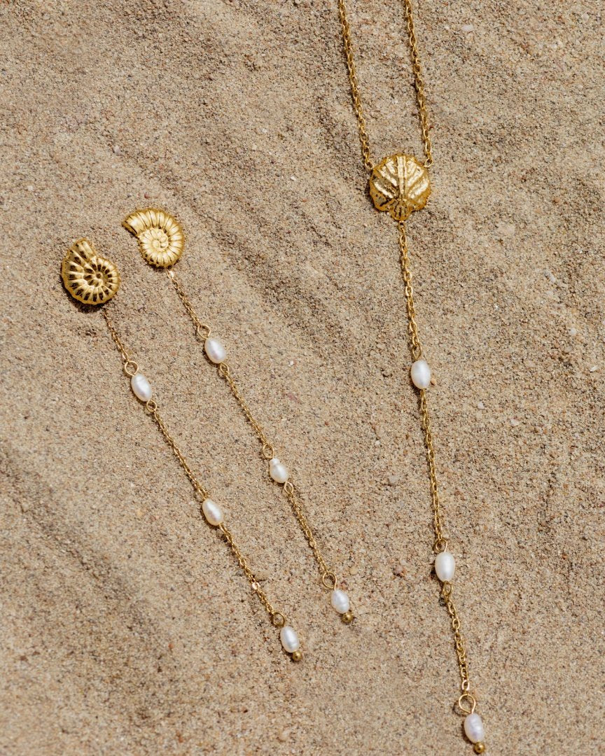 Siren's Spell Pearl Drop Earrings Gold