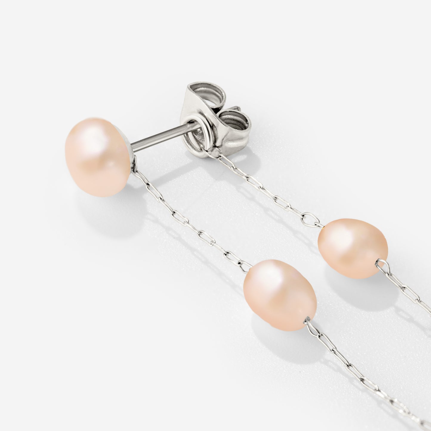 Blush Pearl Fall Earrings Silver
