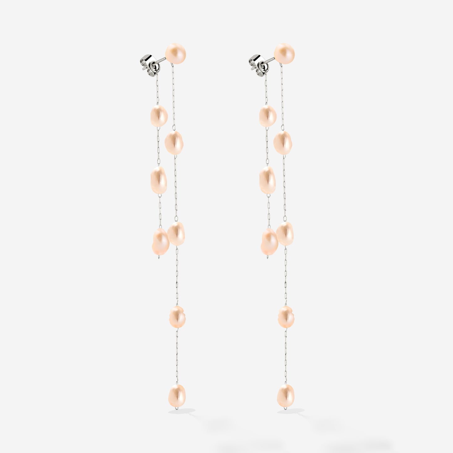 Blush Pearl Fall Earrings Silver