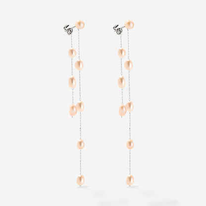 Blush Pearl Fall Earrings Silver