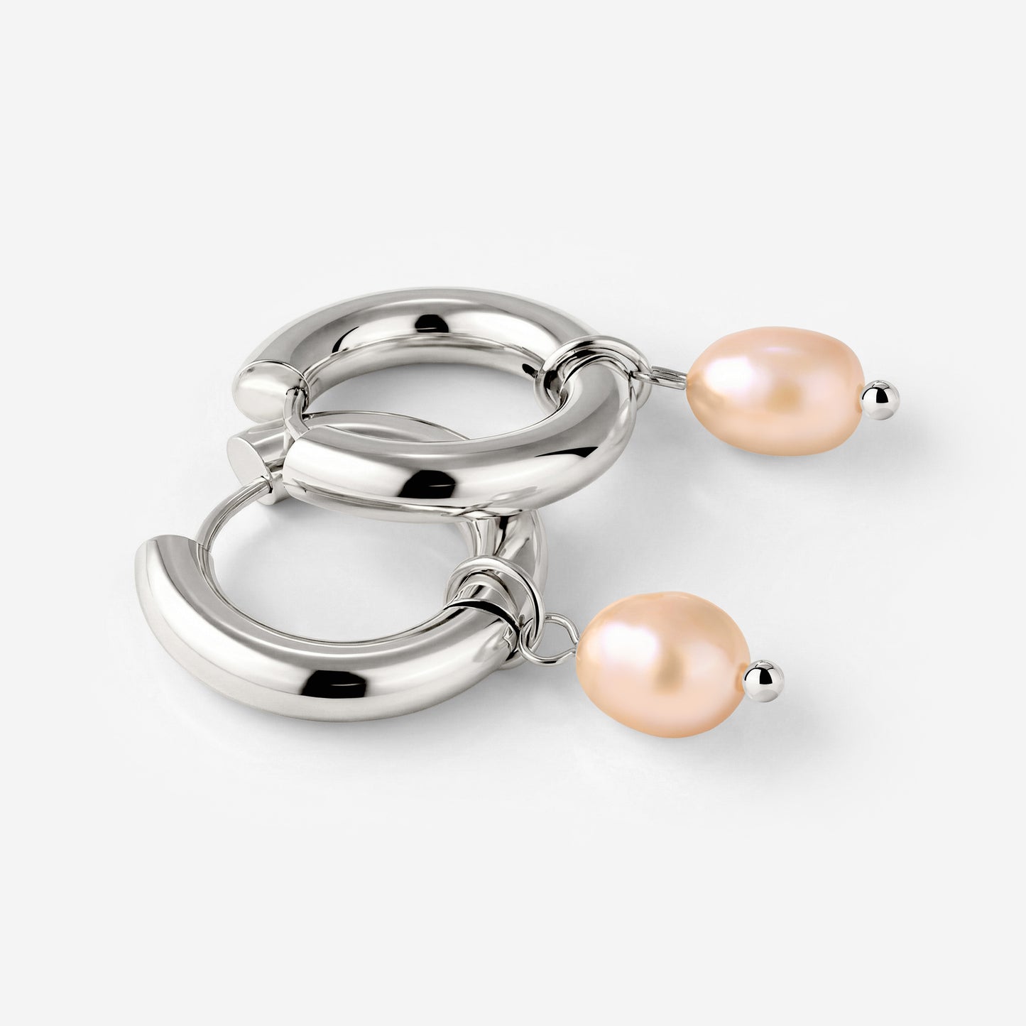 Chunky Perla Rosa Hoop Set Medium Silver