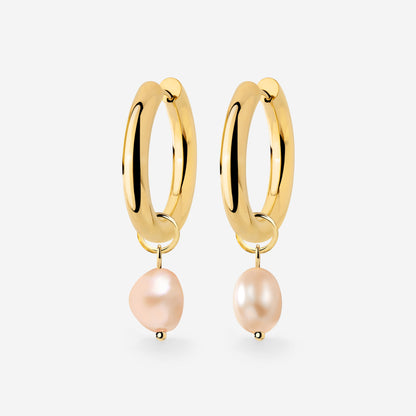 Chunky Perla Rosa Hoop Set Medium Gold