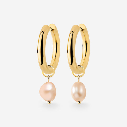 Chunky Perla Rosa Hoop Set Medium Gold