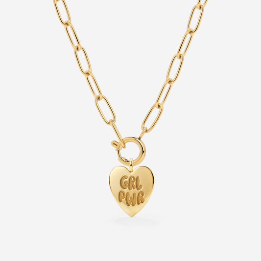 Girl Power Oval Links Necklace Set Gold