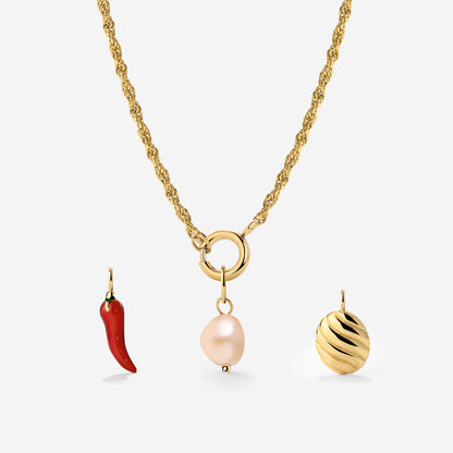 Rope Chain Charm Necklace Set