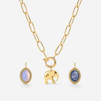 Oval Links Charm Necklace Set