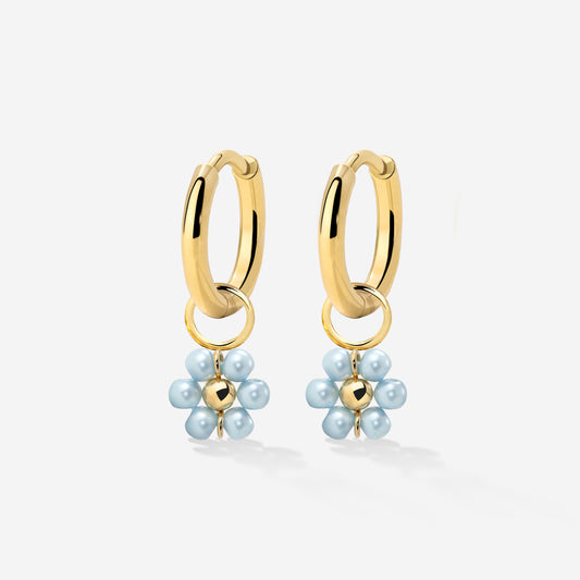 Forever Blue Daisy Hoop Set Small Gold