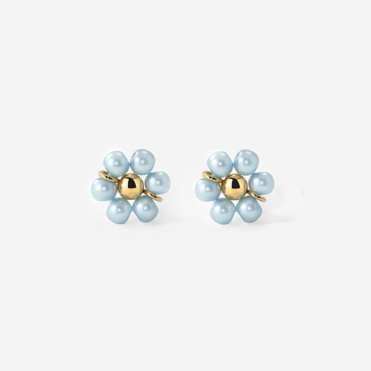 Forever Blue Daisy Studs Gold