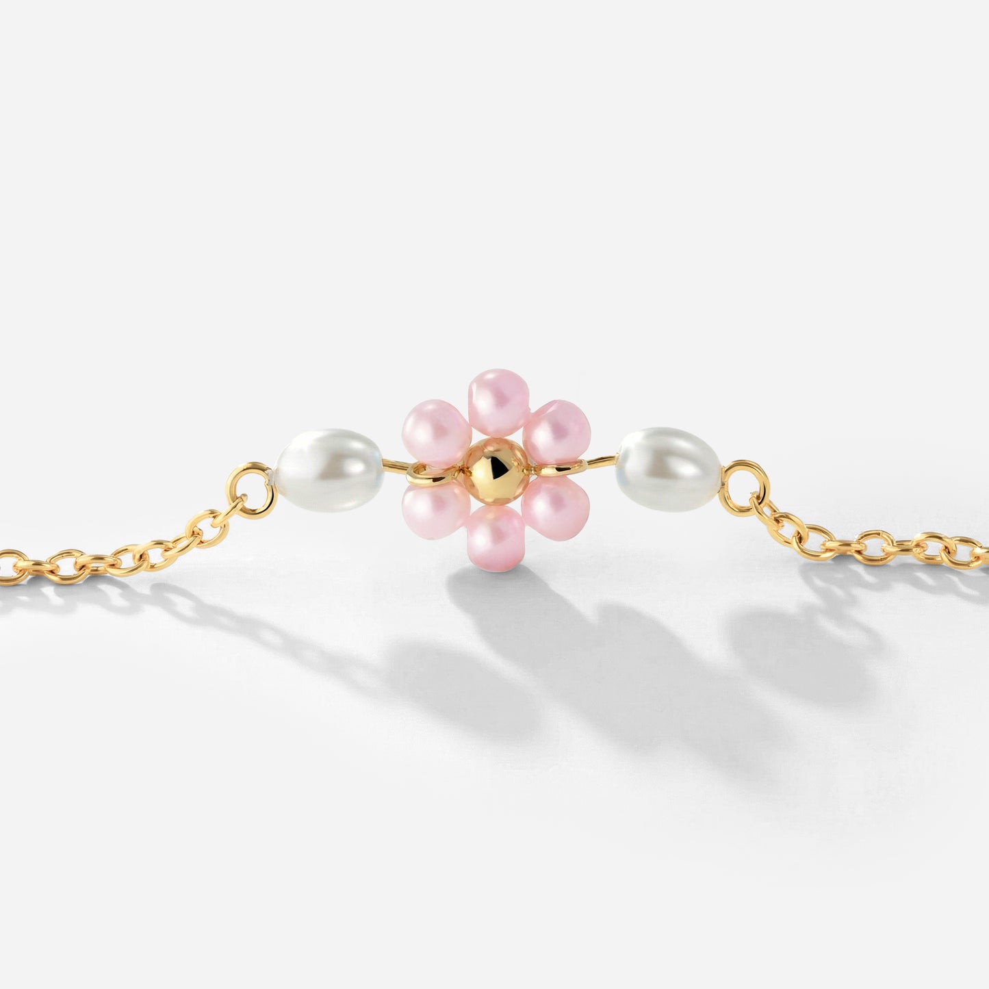 Pretty Pink Daisy Necklace Gold