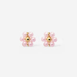 Pretty Pink Daisy Studs Gold