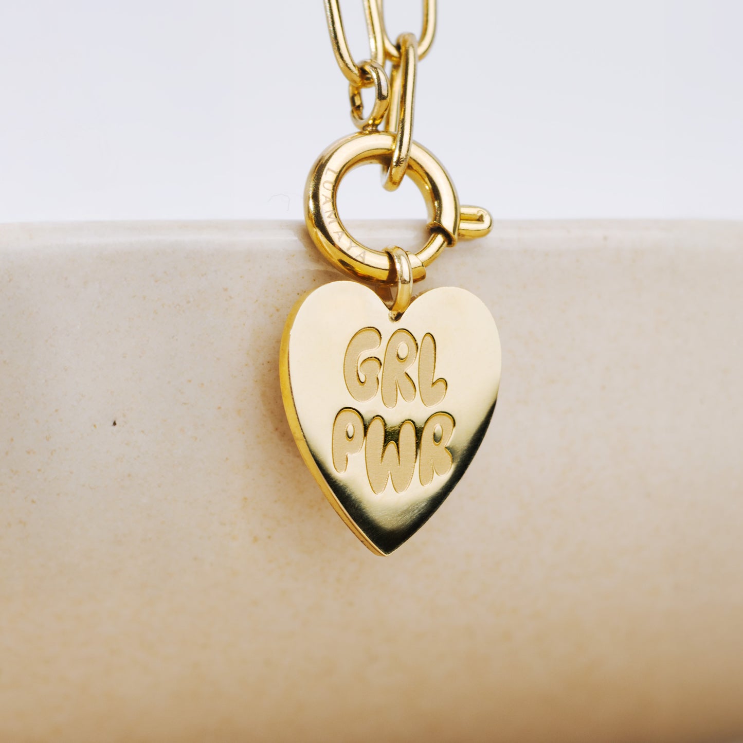 Girl Power Oval Links Necklace Set Gold