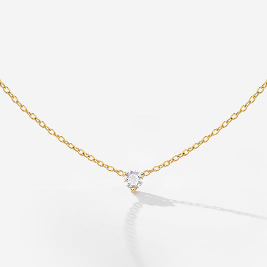 Solitaire Stone Choker Gold