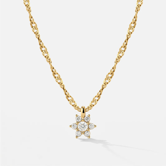 Sparkling White Petal Necklace Gold