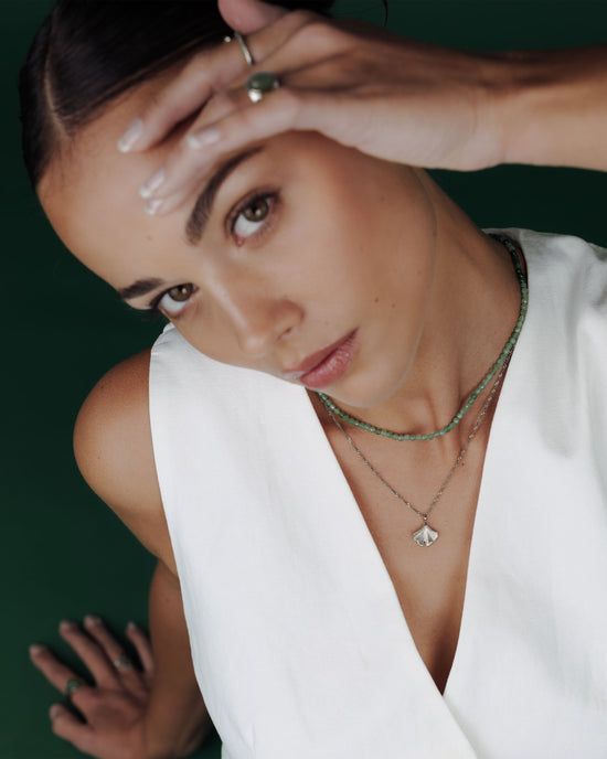 Ginkgo Leaf Necklace Silver