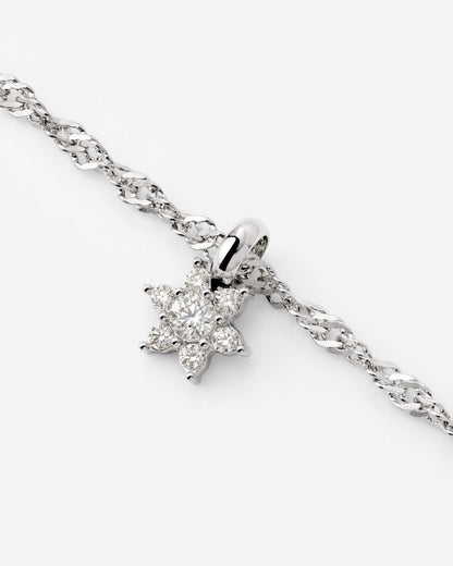 Sparkling White Petal Necklace Silver