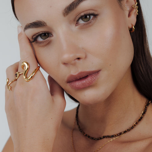 Coiled Ring Stud Earrings Gold