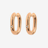 Sparkle Oval Hoops Medium Rose Gold