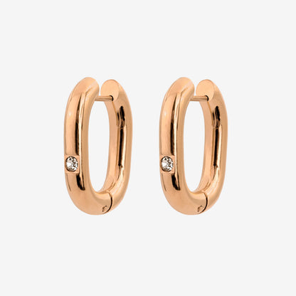 Sparkle Oval Hoops Medium Rose Gold