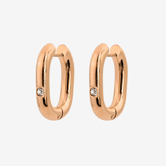 Sparkle Oval Hoops Medium Rose Gold