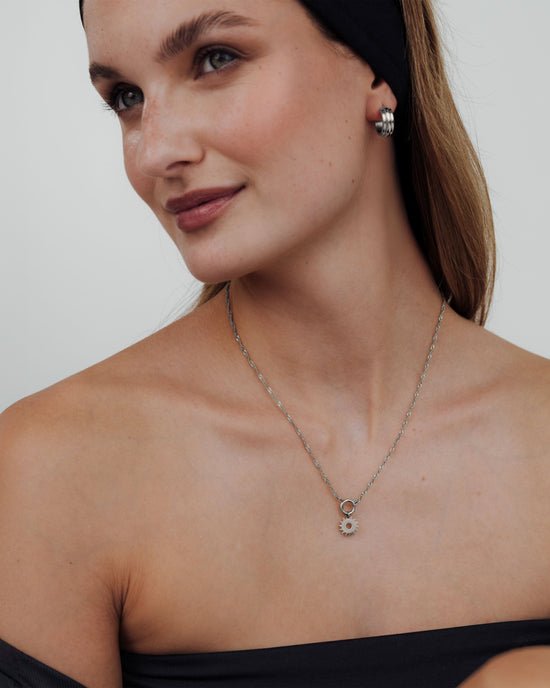 Sun Ray Singapore Chain Necklace Set Silver
