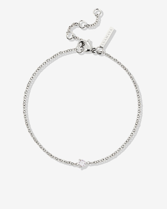 Solitaire Stone Bracelet Silver