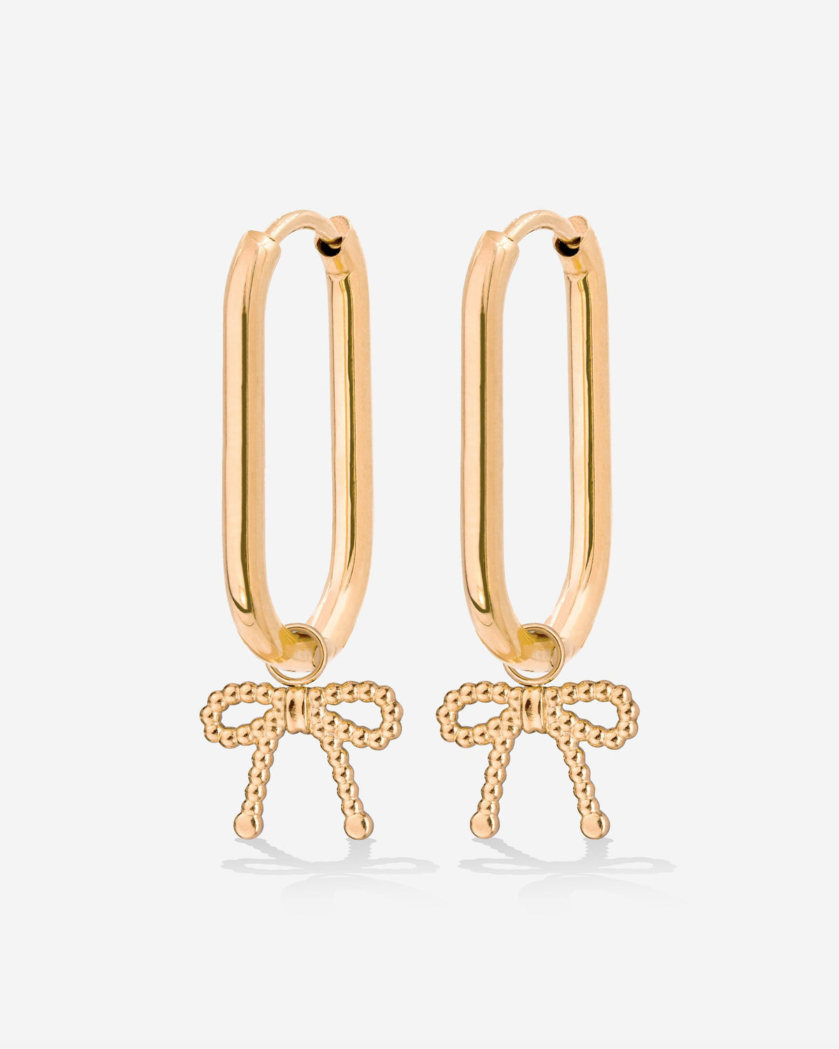 Dotted Ribbon Oval Hoop Set Small Rose Gold