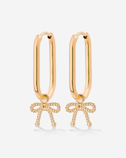 Dotted Ribbon Oval Hoop Set Small Rose Gold