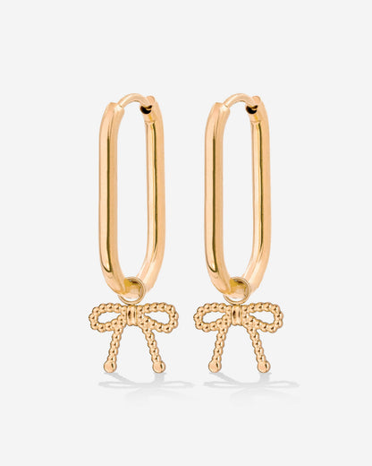 Dotted Ribbon Oval Hoop Set Small Rose Gold