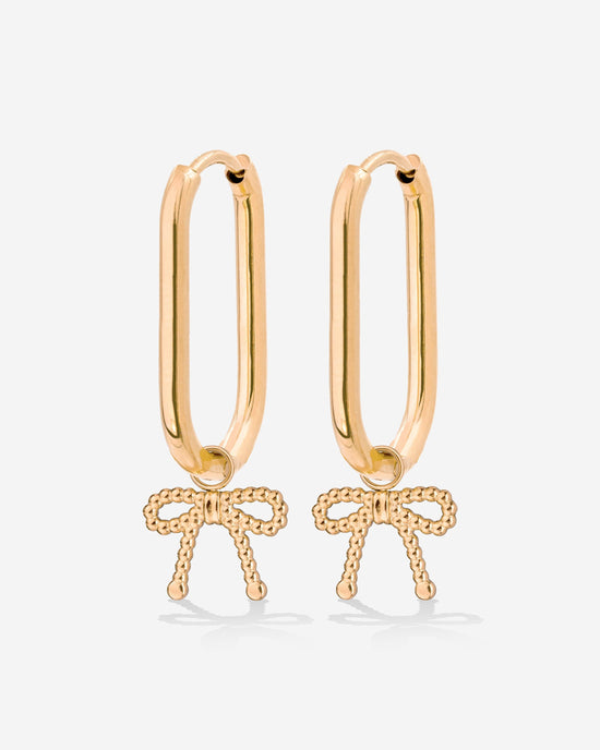 Dotted Ribbon Oval Hoop Set Small Rose Gold