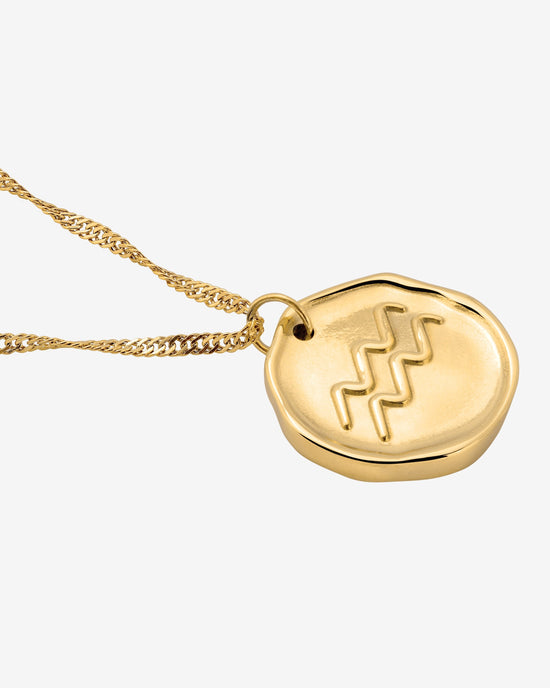Zodiac Necklace – Aquarius Gold