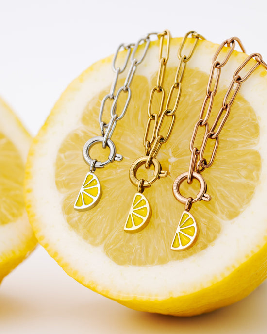Zesty Oval Links Necklace Set Gold