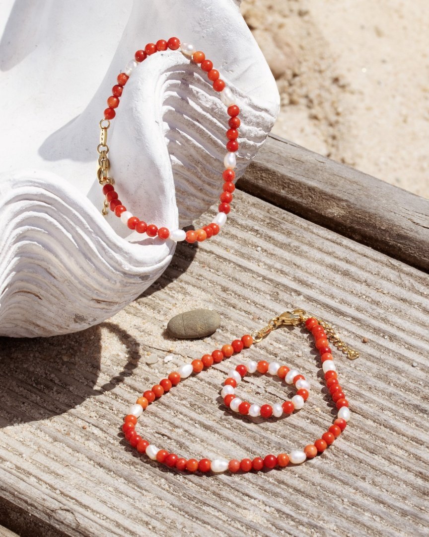 Coral Color Anklet Gold