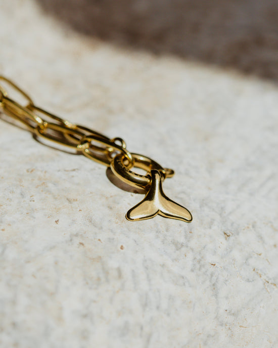 Whale Tail Oval Links Necklace Set Gold