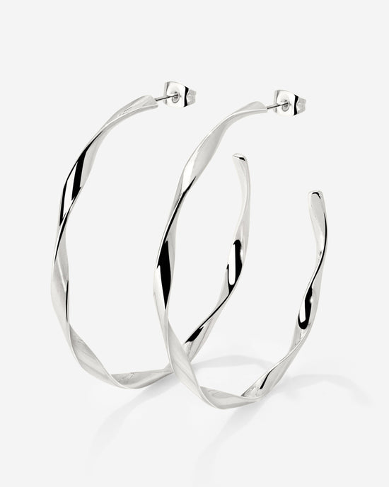 Sahira Hoop Studs Large Silver