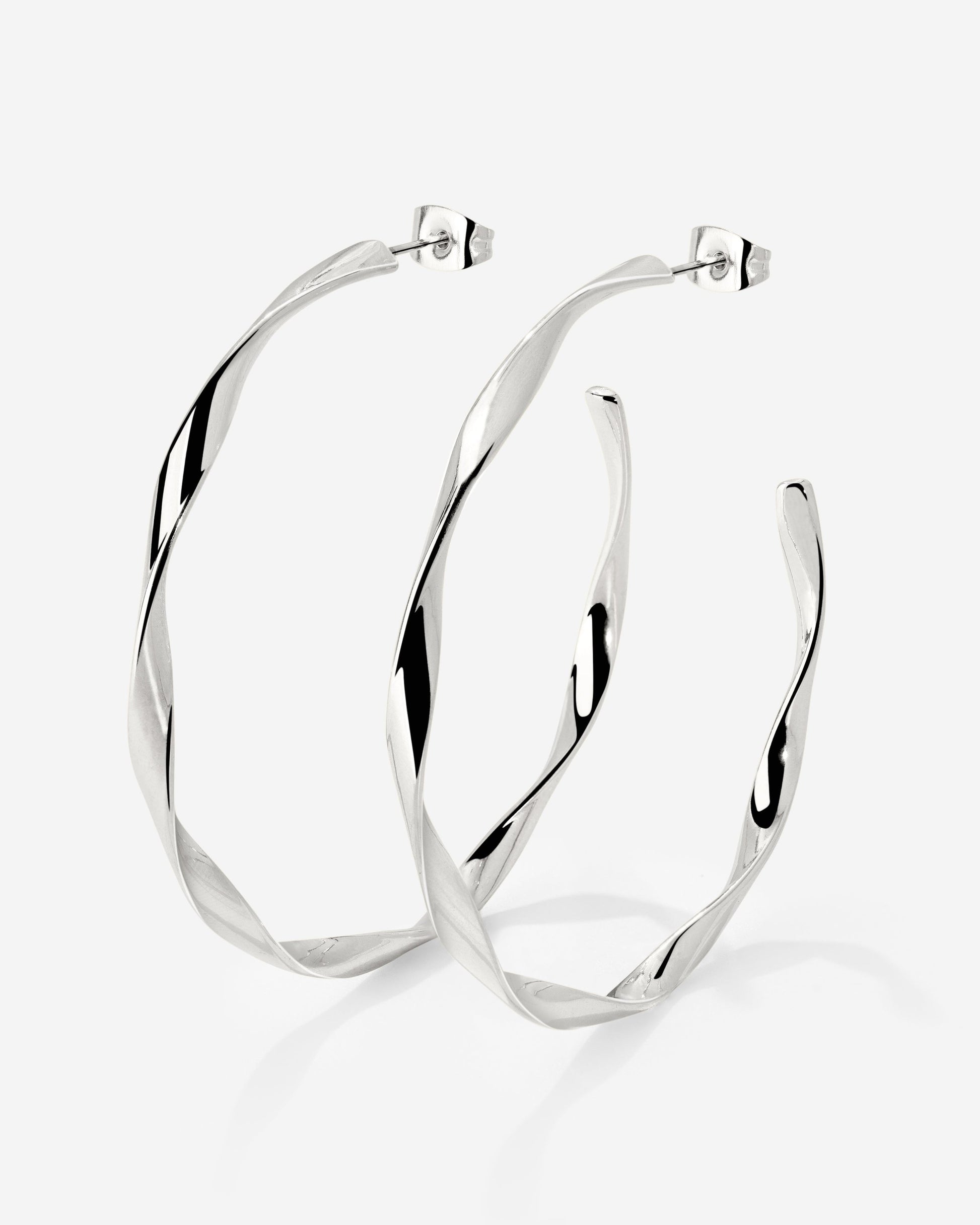 Sahira Hoop Studs Large Silver