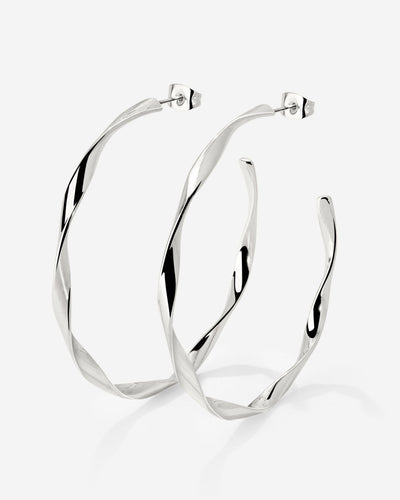 Sahira Hoop Studs Large Silver