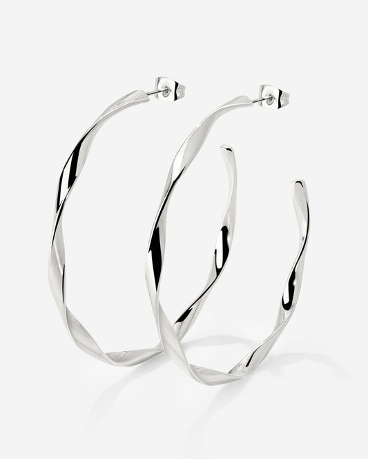 Sahira Hoop Studs Large Silver