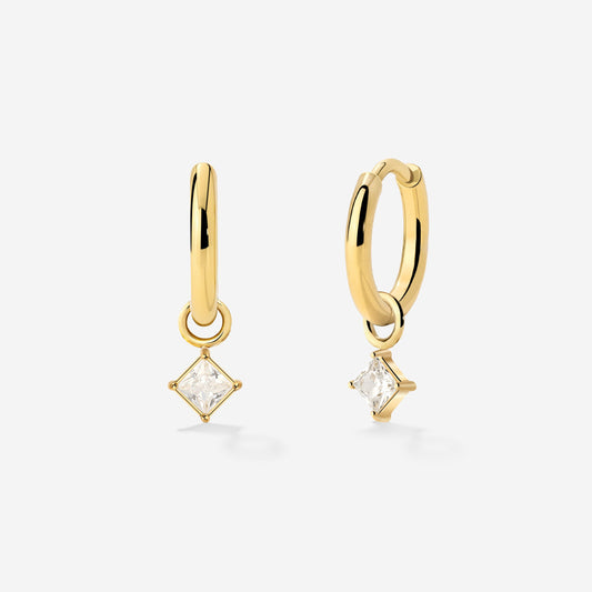 North Star Hoop Set Small Stud Earrings Gold