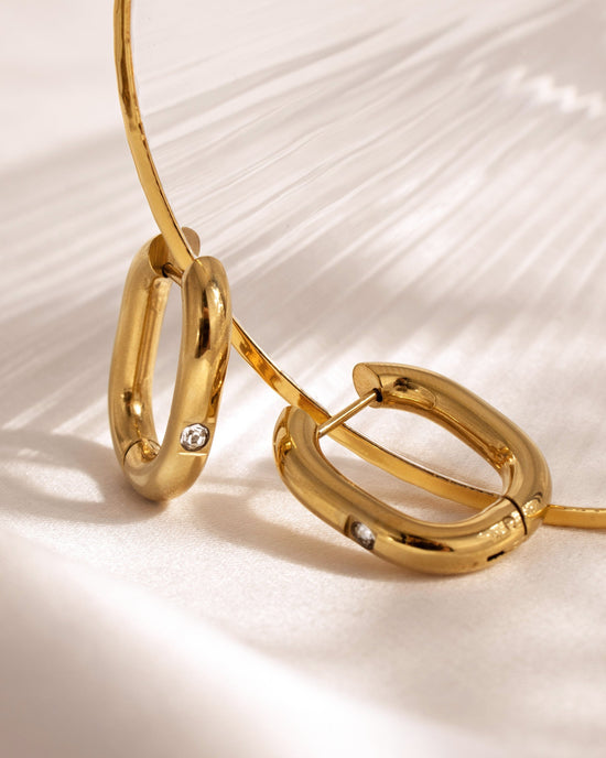 Sparkle Oval Hoops Medium Gold