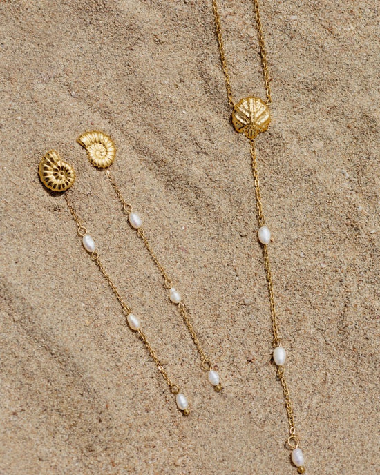 Siren's Spell Pearl Drop Earrings Rose Gold