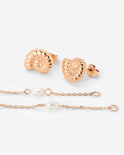 Siren's Spell Pearl Drop Earrings Rose Gold
