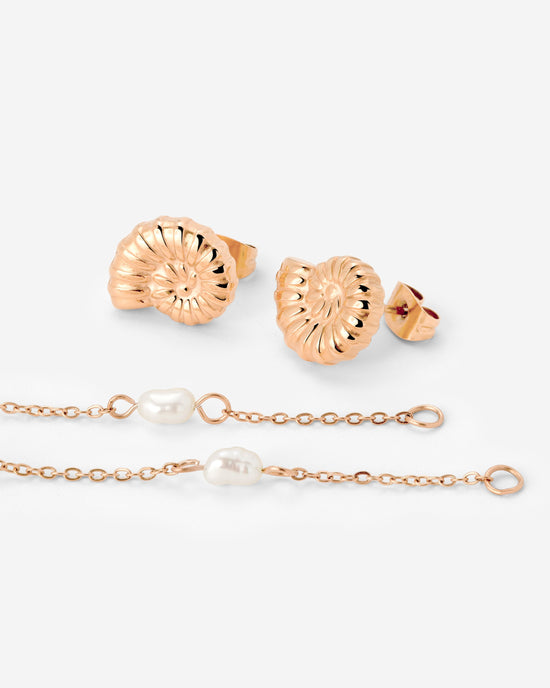 Siren's Spell Pearl Drop Earrings Rose Gold